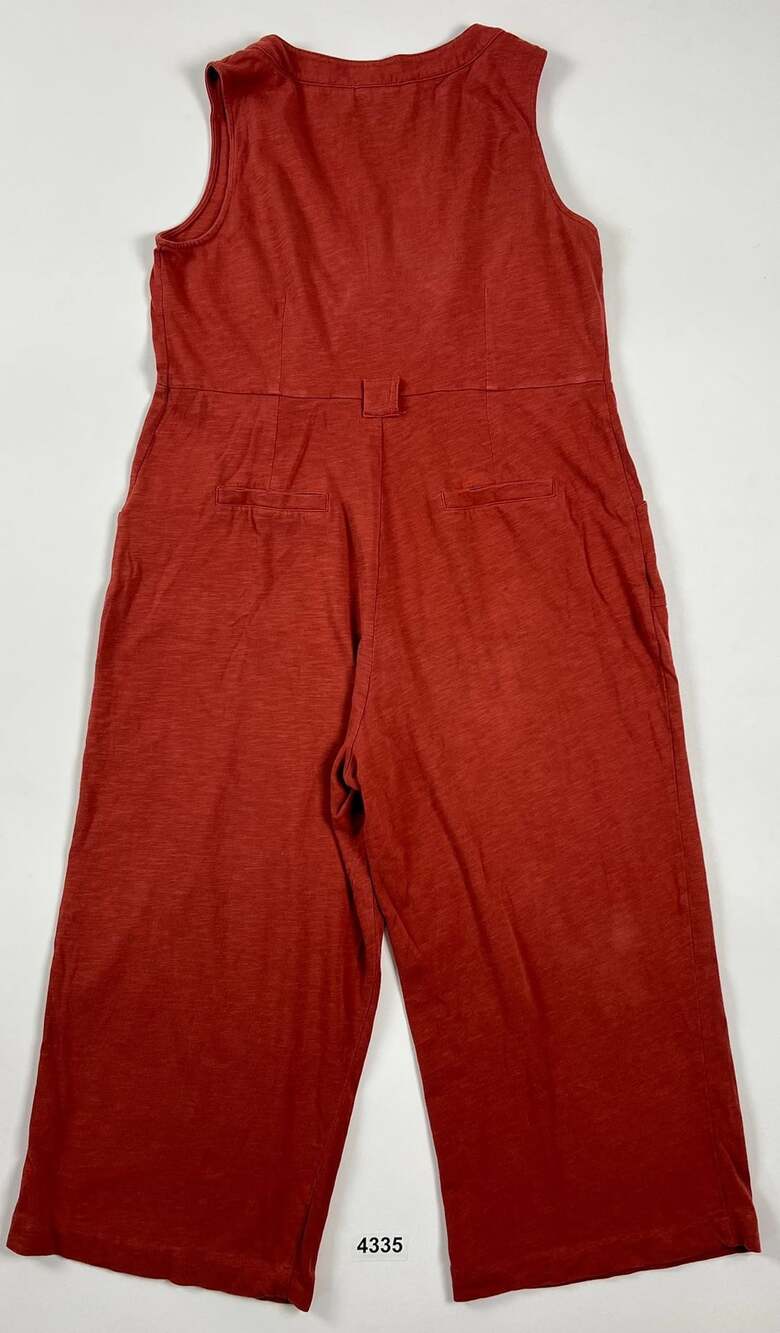 Boden Rust Red Cotton Sleeveless V-Neck Button Front Jumpsuit US 10P